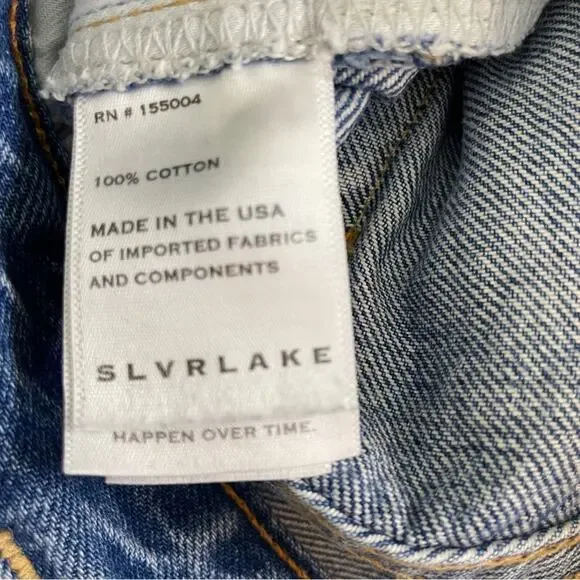 SLVRLAKE Sophie Straight Jeans All or Nothing Wash Mid Rise 100% Cotton Sz 24